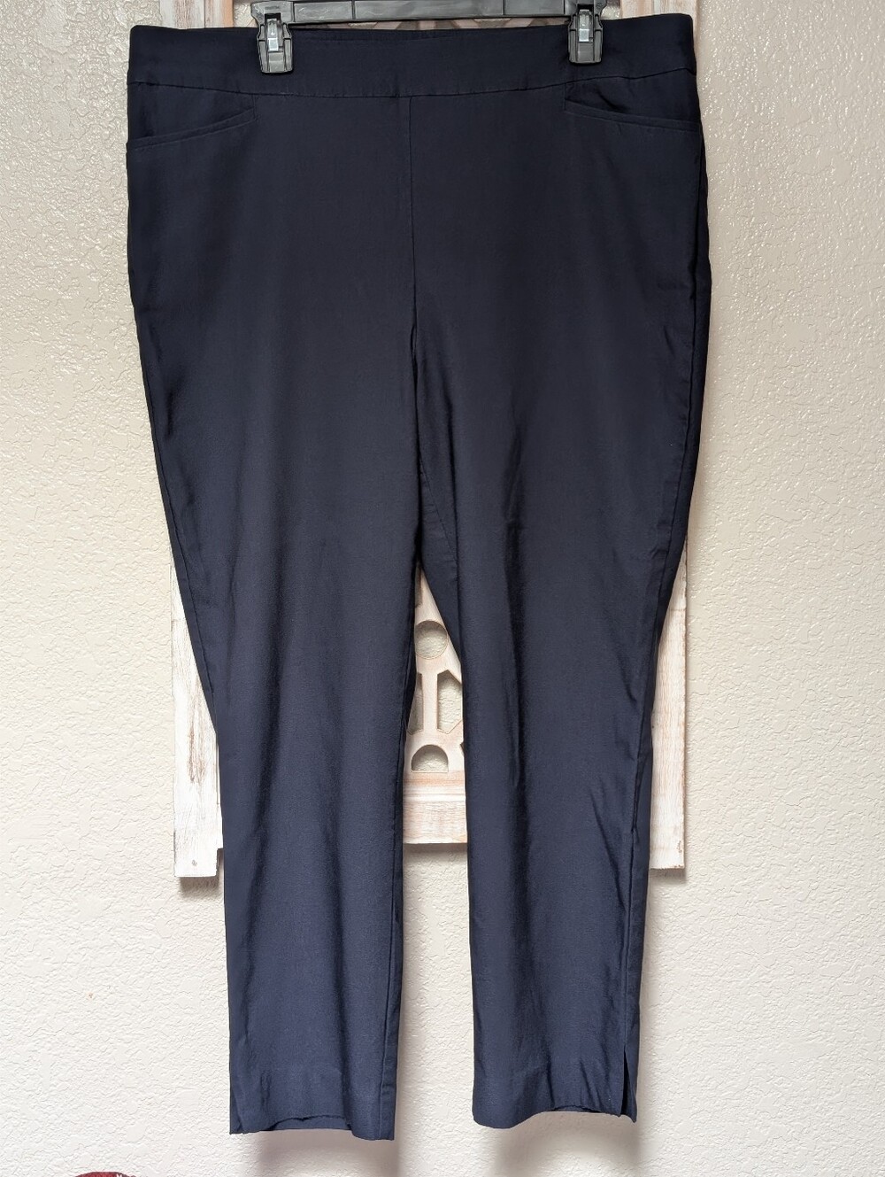 Chico's Womens Navy High Rise Flat Front Straight Leg Ankle Pants Sz 3R US 16R